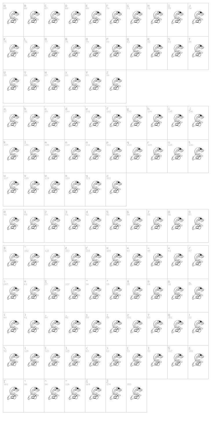 Doraemon Slalala font map